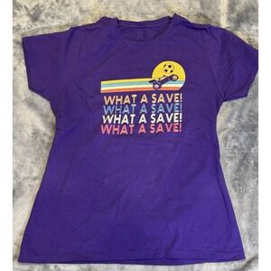 Rocket League What A Save Shirt Womens Medium Purple Soccer Video Game Tee Gamer